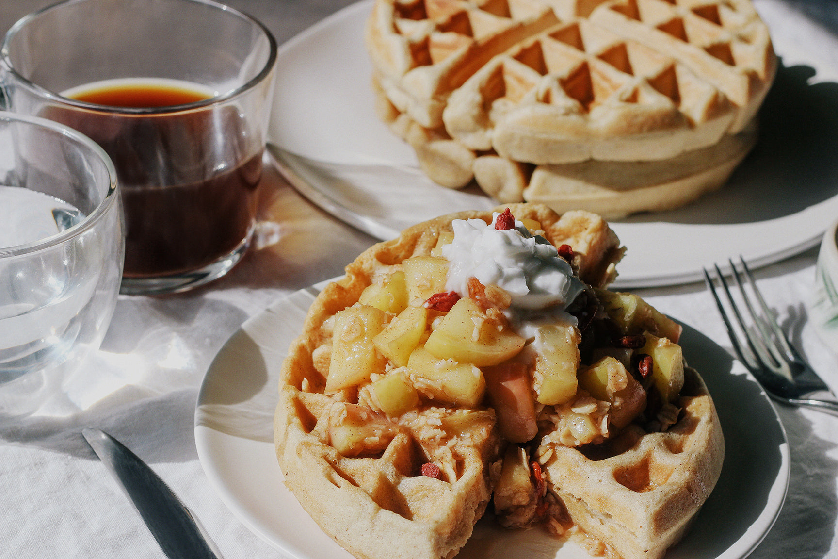 Fall Waffles And Stewed Apples